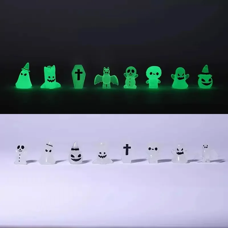 Glow Resin Halloween Car Accessories Ghost Skull Pumpkin Party Cartoon Props Car Center Console Decorations Micro Landscape Gift
