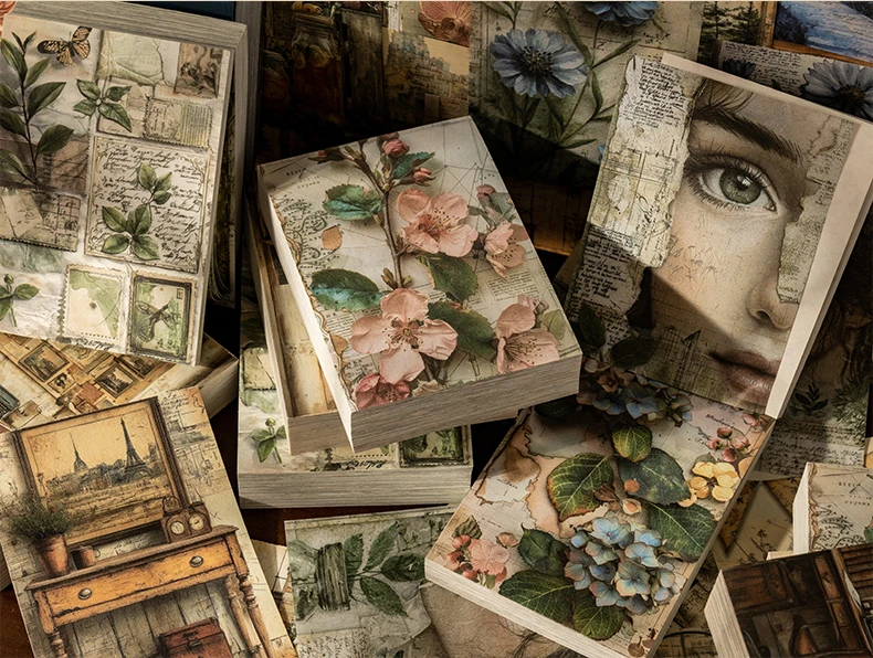 200 Stück Vintage-Material, Tagebuch, Album, Hintergrundpapier, DIY-Dekoration, farbiges Papier, Scrapbooking, Junk Journal, Schreibwaren – Detail 6
