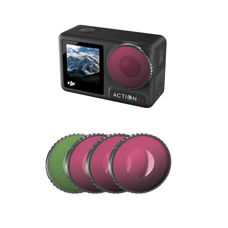 

Lens Filters ND8/16/32/CPL Optical Glass Oil Resistant Filter Set For DJI Action 4 Action Camera Pro Filter Combo Accessories