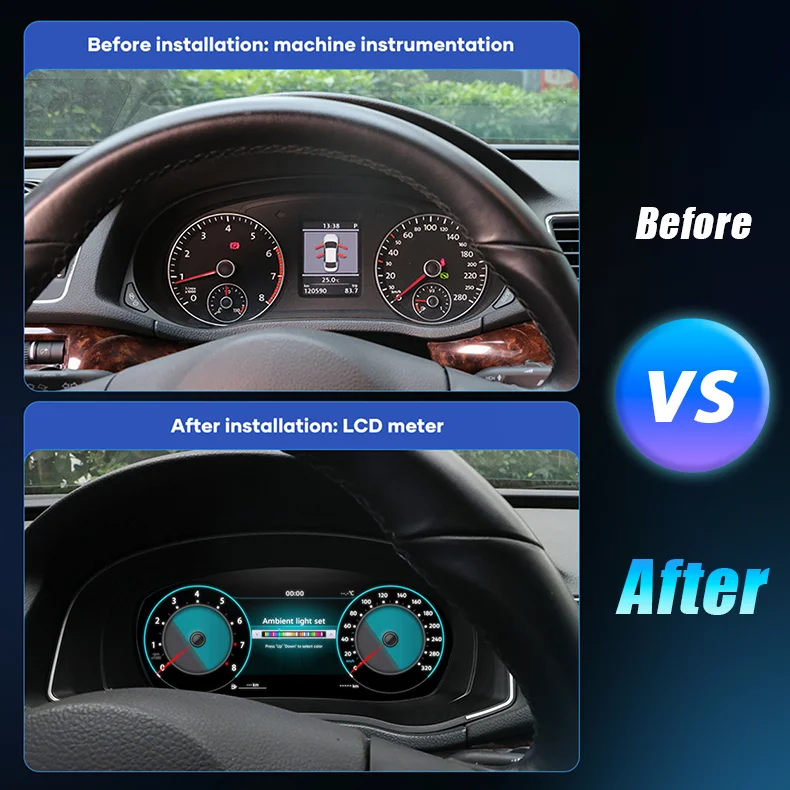 Tablero de instrumentos digitales Wowuseful de 12,3 pulgadas para VW Seat Leon 2009-2012 años instrumento Virtual cabina de panel 6