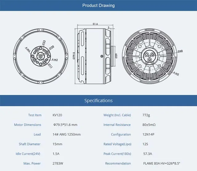 ドローン用モータ　u11 kv120 TMOTOR U11 II KV120 Drone High Efficiency Multirotor Motors