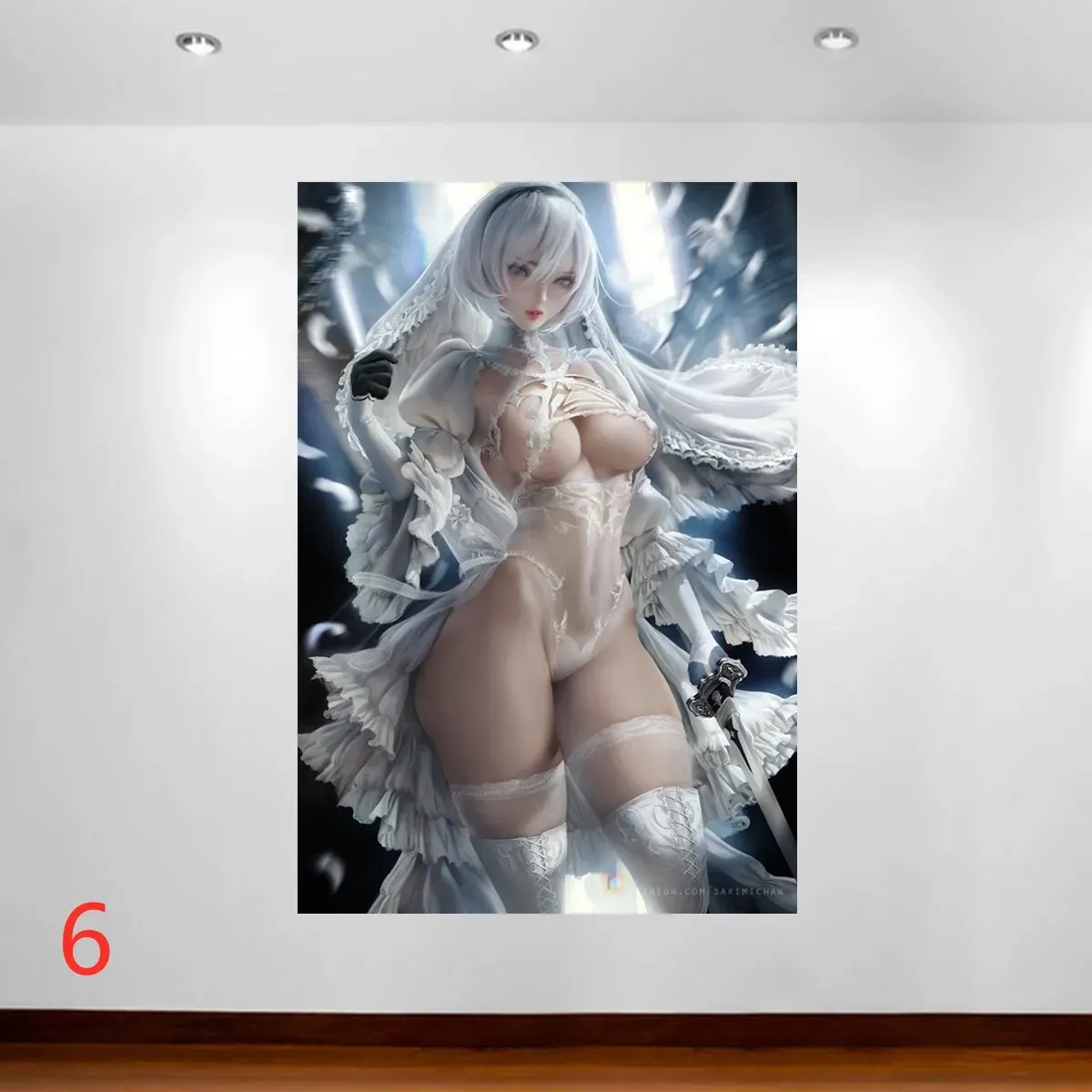 Nierautomata-リビングルームの装飾,壁の芸術,ビデオゲーム,セクシーなアニメのキャンバスポスター