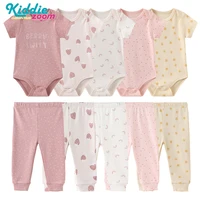 Baby Girl Bodysuits+Pants Clothing Sets 5-Piece Bebe Boy Clothes Cartoon Cotton Infant Short Sleeves Onesies Outfits 4