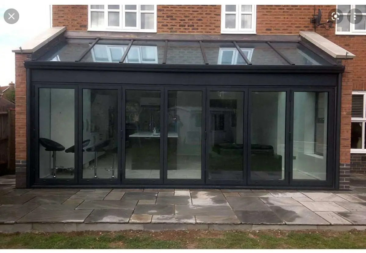 Aluminum Framed Tempered Glass Sliding Folding Door Bifold Accordion Door for Exterior Balcony Patio or Interior Home Decor