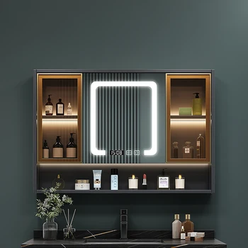 Mirror Storage Bathroom Cabinets Wall Lights Open Corner Mirror Sink Cabinet Vanity Kitchen Toilet Meuble Salle De Bain Shelves
