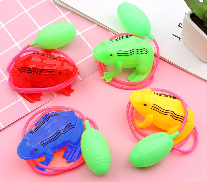 Interesting Nostalgic Children's Air Pressure Jumping Small Frog Horse Line Control Airbag Blow Molding Will Jump Frog Toys