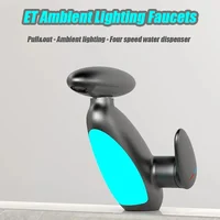 PVD ดึงออกก๊อกน้ําอ่างล้างหน้าเพนกวินพร้อมแสงโดยรอบร้อนเย็นควบคุมคู่ 4 ประเภทโหมดสเปรย์น้ําแตะอุปกรณ์ห้องน้ํา 3