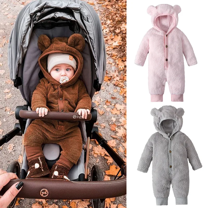 

LZH 2022 New Baby Girl Clothes Autumn Winter Rompers Baby Clothes New Born Baby Boy Clothes With Hood Long Sleeves Romper 0-24M
