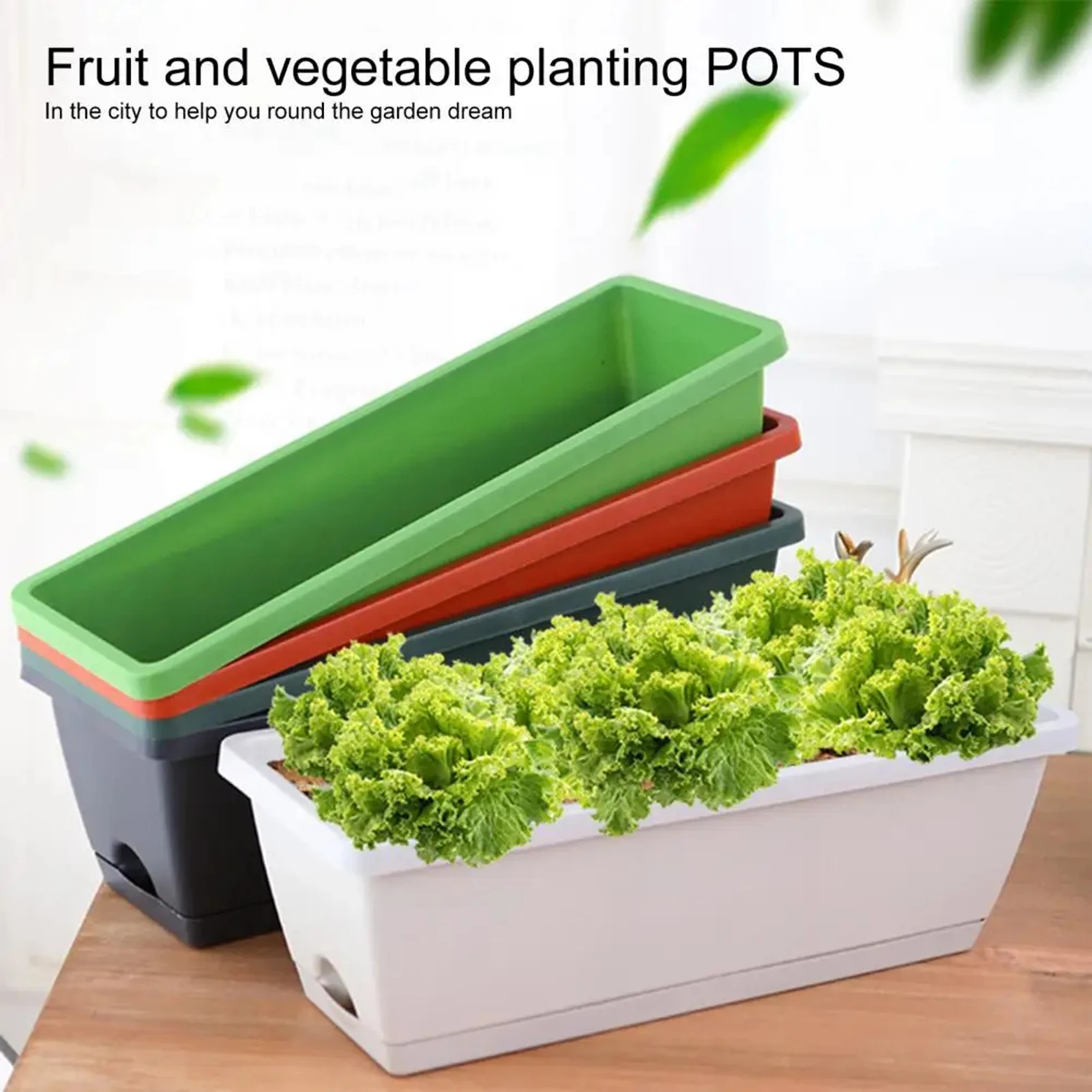 Flower Pot Plant Pot 4x Window Box Planter Garden Flower Plant Pot Windowsill Trough Rectangular Pots Vegetables Growing Container for Yard Porch