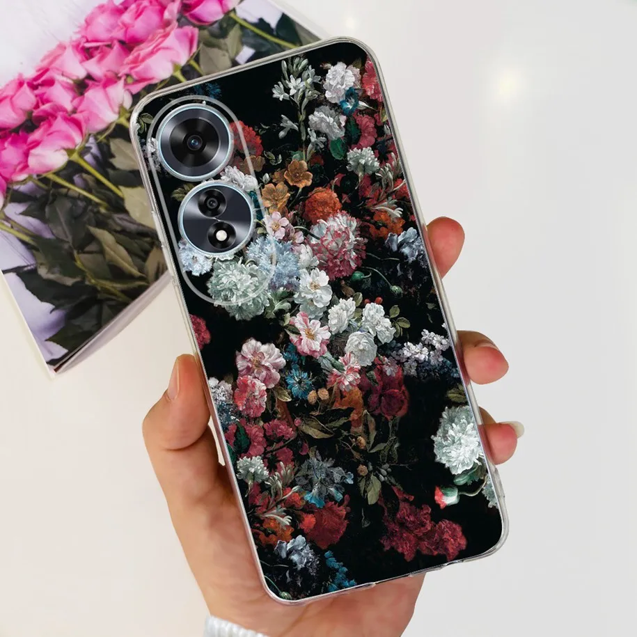 2024 New Stylish Flower Transparent Soft Silicone Slim Back Cover