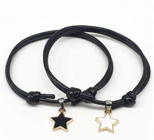 1Pair Fashion BlacK White Star Couple Bracelets Adjustable Friendship Bracelet Jewelry Pulsera De Pareja