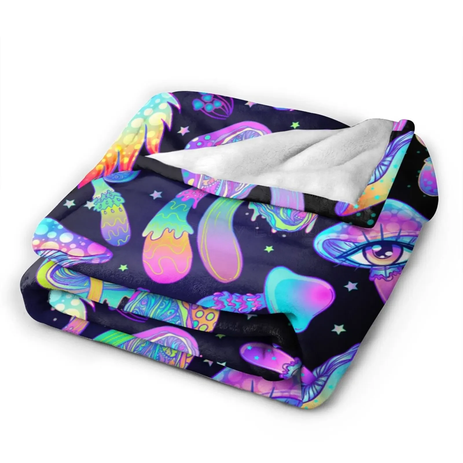 Psychedelic Magic Mushrooms Flannel Fleece Blanket Lightweighr Soft Cozy Plush Blanket for Bed Sofa Gift for Family 80x60 Inch 3