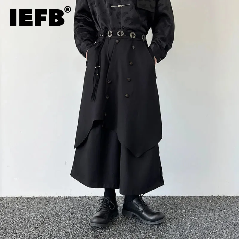 

IEFB New Chinese Style Horse Face Skirt Pants Irregular Niche Design Baggy Casual Pant Fashion Loose Oversize Streetwear 9C2813