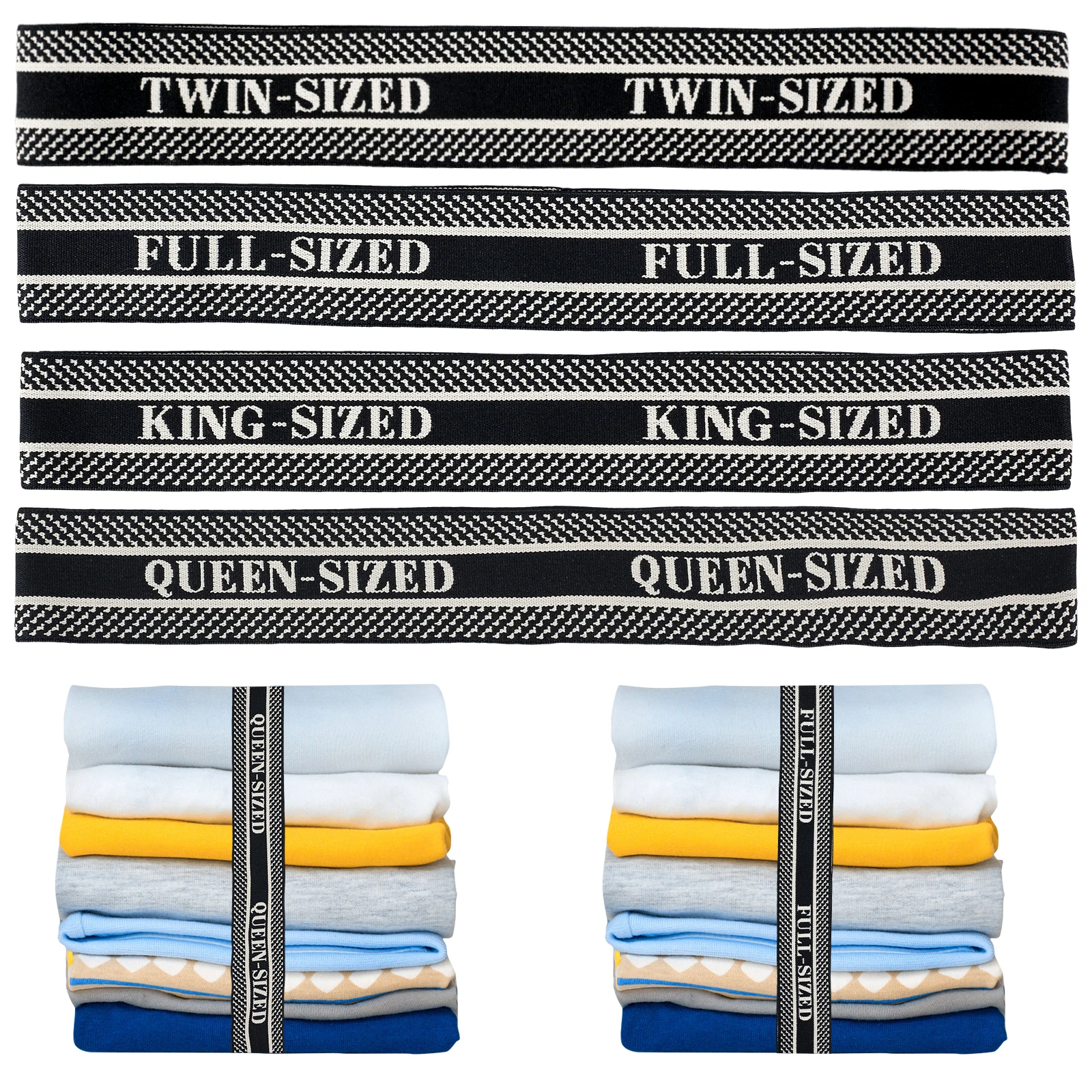 12Pcs Bed Sheet Organizer Bands Set Elastic Bedding Straps King Queen Full Twin Labels Bed Sheet Organizer Straps Portable