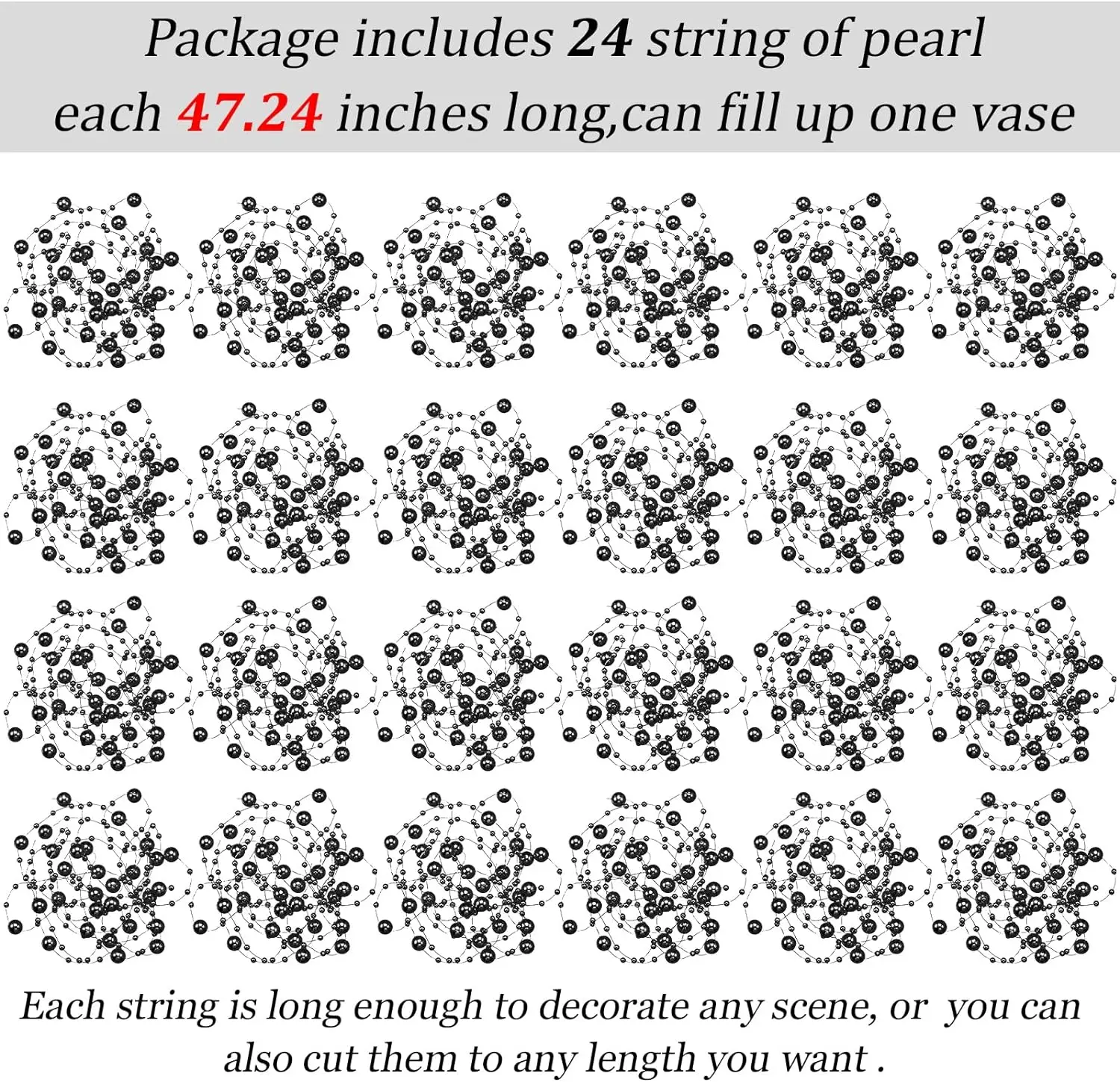 18 stuks kunstmatige parels snaren kralen voor drijvende kaarsen middelpunt 47 inch faux parel string vaas vuller voor bruiloft decoraties kerstboom DIY party bruids boeket haaraccessoires (blauw