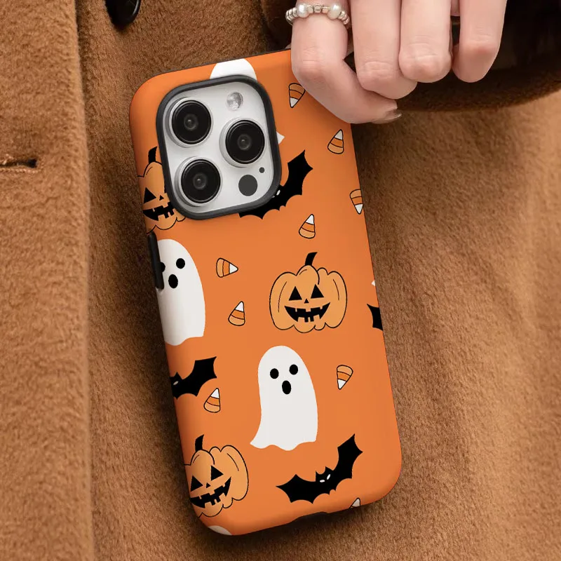 Dual-Layer Halloween Pumpkin Ghost Case - Protective Film Shell Cover
