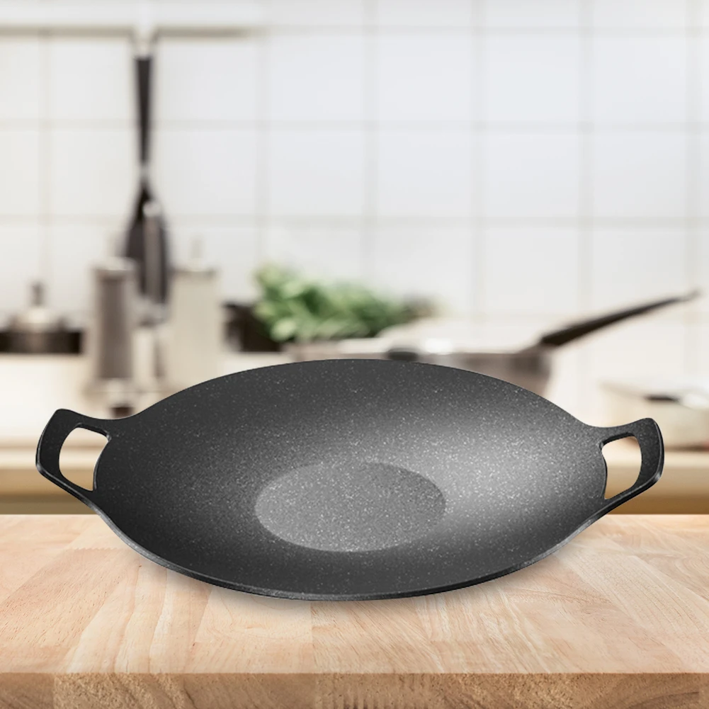 Household Barbecue Pan Portable Cooking Frying Pan Binaural Design Camping Pot Heating Evenly for Hiking Picnic Backpacking