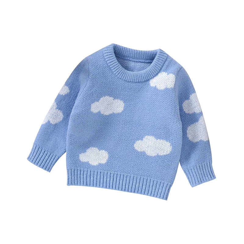Baby Boys Girls Sweaters Knit Polyester Long Sleeve Aqua Blue 6-36 Months Autumn Winter Newborn Infant Casual Wear Sweatshirt