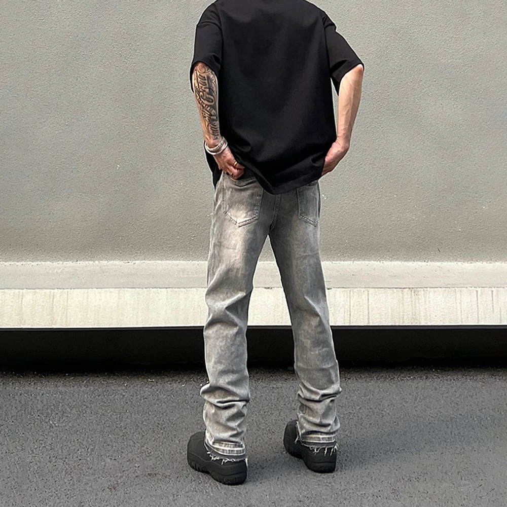 Skinny Jeans Men Gray Summer High Street Pantalones Hombre Simple Slim Trousers Streetwear Vintage Fit Autumn Y2k Denim Pants 5