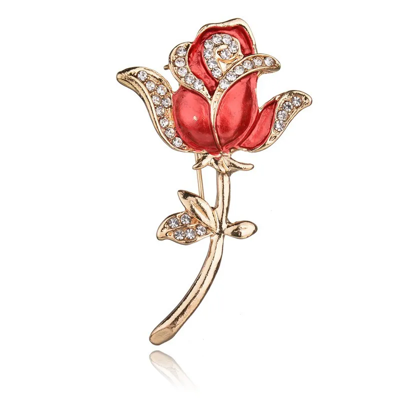 Spilla Floreale A Rosa Con Strass – Accessorio Metallo Per Abiti E Bouquet - 3