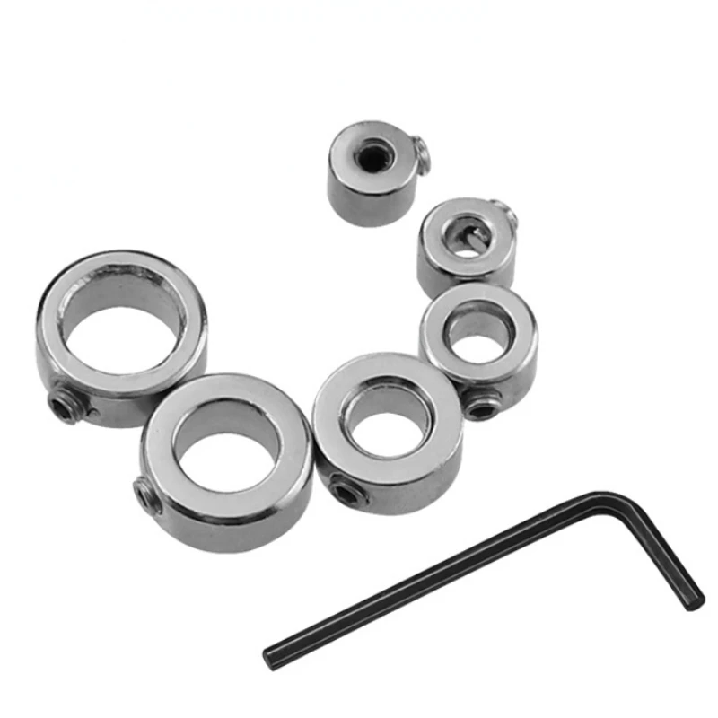 

7PCS Drill Bit Limit + 1PC Hex Wrench Ring Twist Drill Positioner Woodworking Drilling Depth Adjustment Limit Fixing Tool