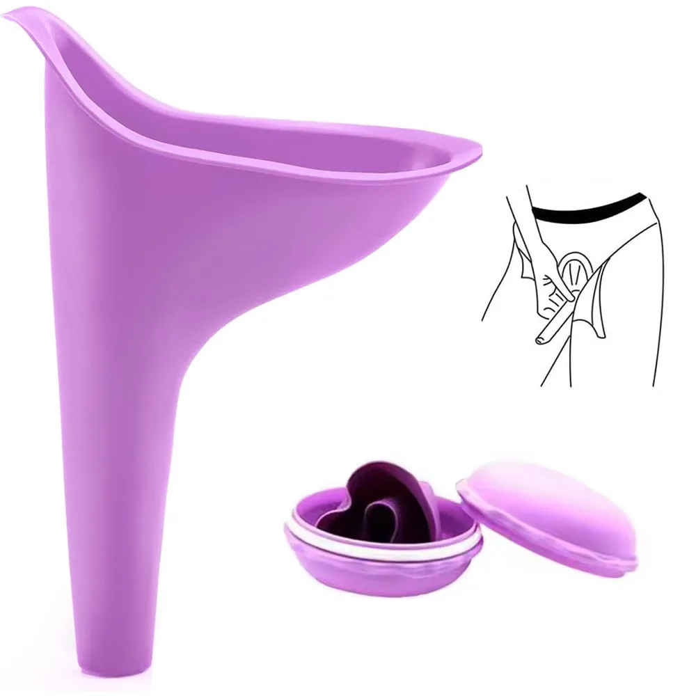 Weibliches Urinal für Frauen, tragbares Uriniergerät, Pinkeltrichter mit Verpackungsbox für Reisen, Camping, Wandern und Outdoor-Aktivitäten