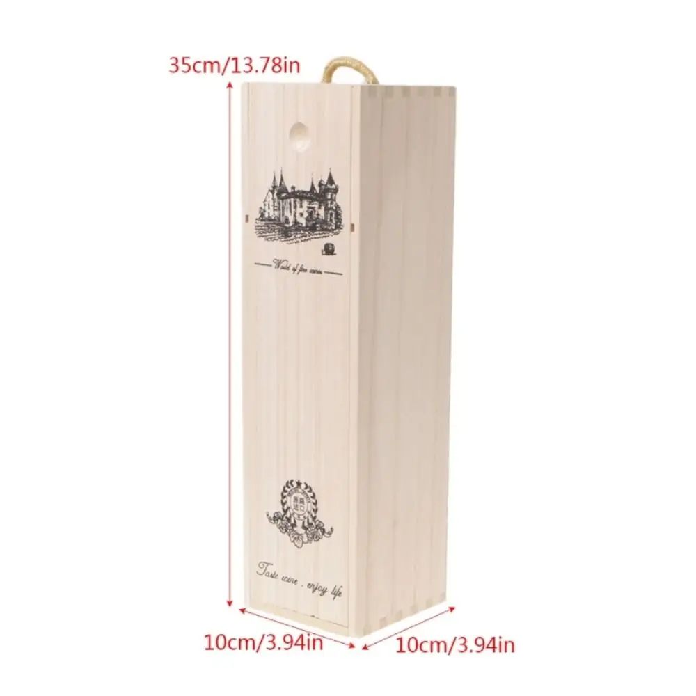 Creative Drawable Wooden Wine Box with Rope Handle, Sun-proof Red Wine Packing Box, Cla... - SKU DWDB0921 - UGI Packaging