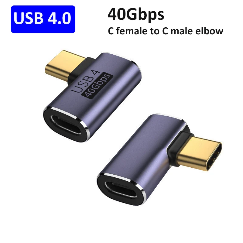 USB4 타입 C 직각 어댑터 OTG 40Gbps 데이터 전송 태블릿, 8K HD 오디오 USB-C 변환기, 100W 240W 고속 충전 지원