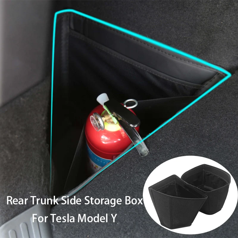 

Rear Trunk Side Storage Box for Tesla Model Y PU Leather Trunk Storage Bag Organizer Storage Pockets Car Interior Accessories