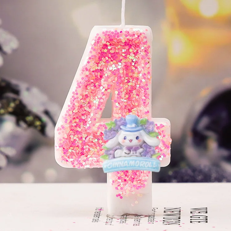 thumbnail image 1 of Sanrio Hello Kitty Kuromi Number Birthday Candle Cinnamoroll Digital Candles Birthday Cake Decoration Anniversary Party Candles, 1 of 5