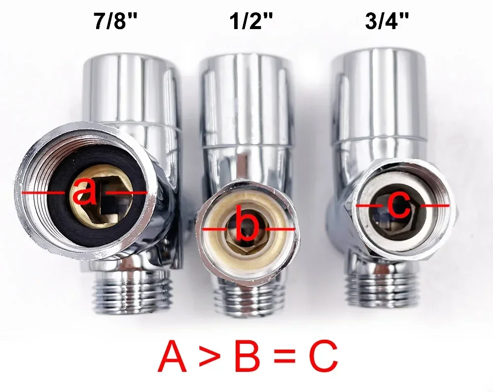 Bidet Chrome T Adapter with Shut-off Valve T Adapter 3-way 7/8" 1/2"3/4" Valve for Handheld Toilet Bidet Spray