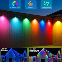New Black RGB Eaves LED Lights Permanent Outdoor Lights String APP Bluetooth Light Strip Scene Modes House Party Wedding Light - Image 3