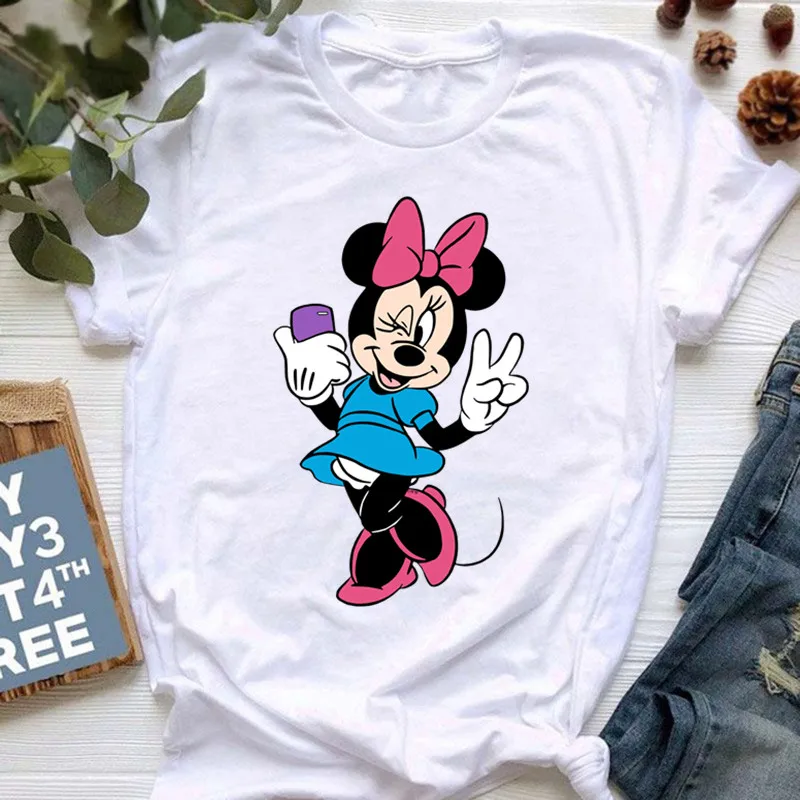 thumbnail image 1 of Ropa de mujer verano 2022 Mickey Minnie Mouse Disney camisetas de manga corta para niñas divertida moda ropa de calle mujer camisa, 1 of 5