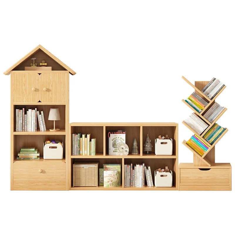 Children's bookshelf Floor shelf Kindergarten toy storage rack Free combination lattice cabinet Children's student bookcase