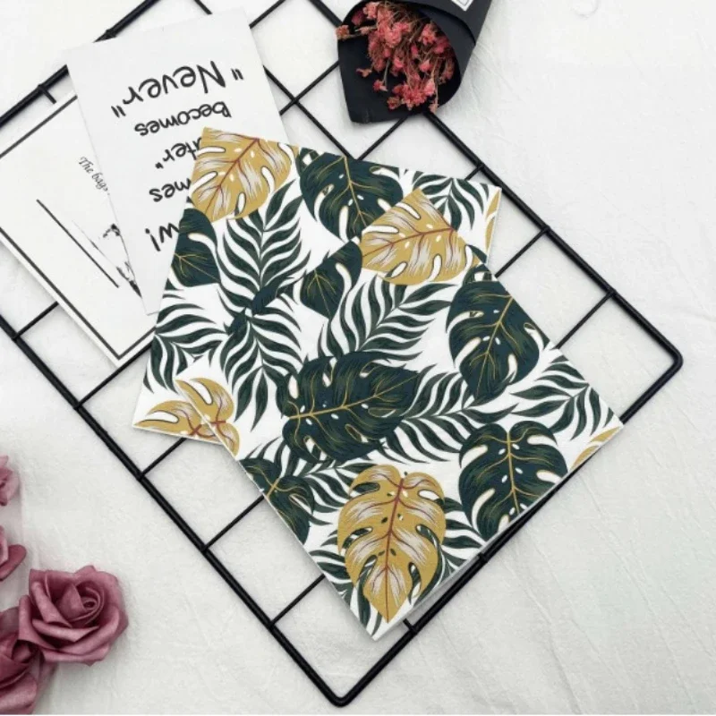 Colourful Printed Napkins Leaves 2 Layers Wood Pulp Paper Folding Disposable Paper Placemats Party Napkins 20pcs/pac 33cm