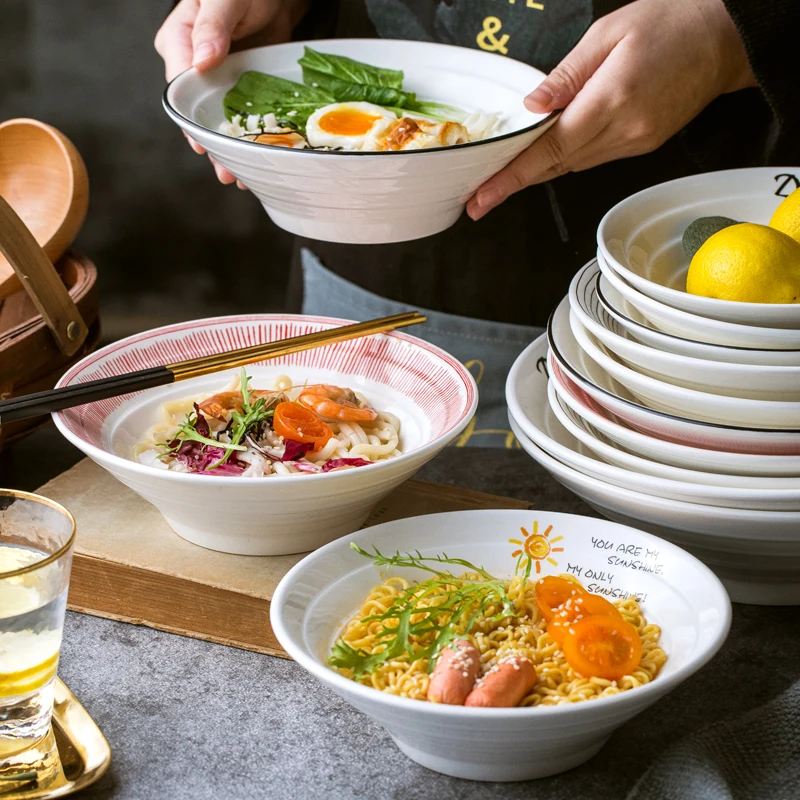 

Creative soup bowl single Nordic household ceramic Japanese horn hat eating noodles beef ramen bowl for noodle restaurant