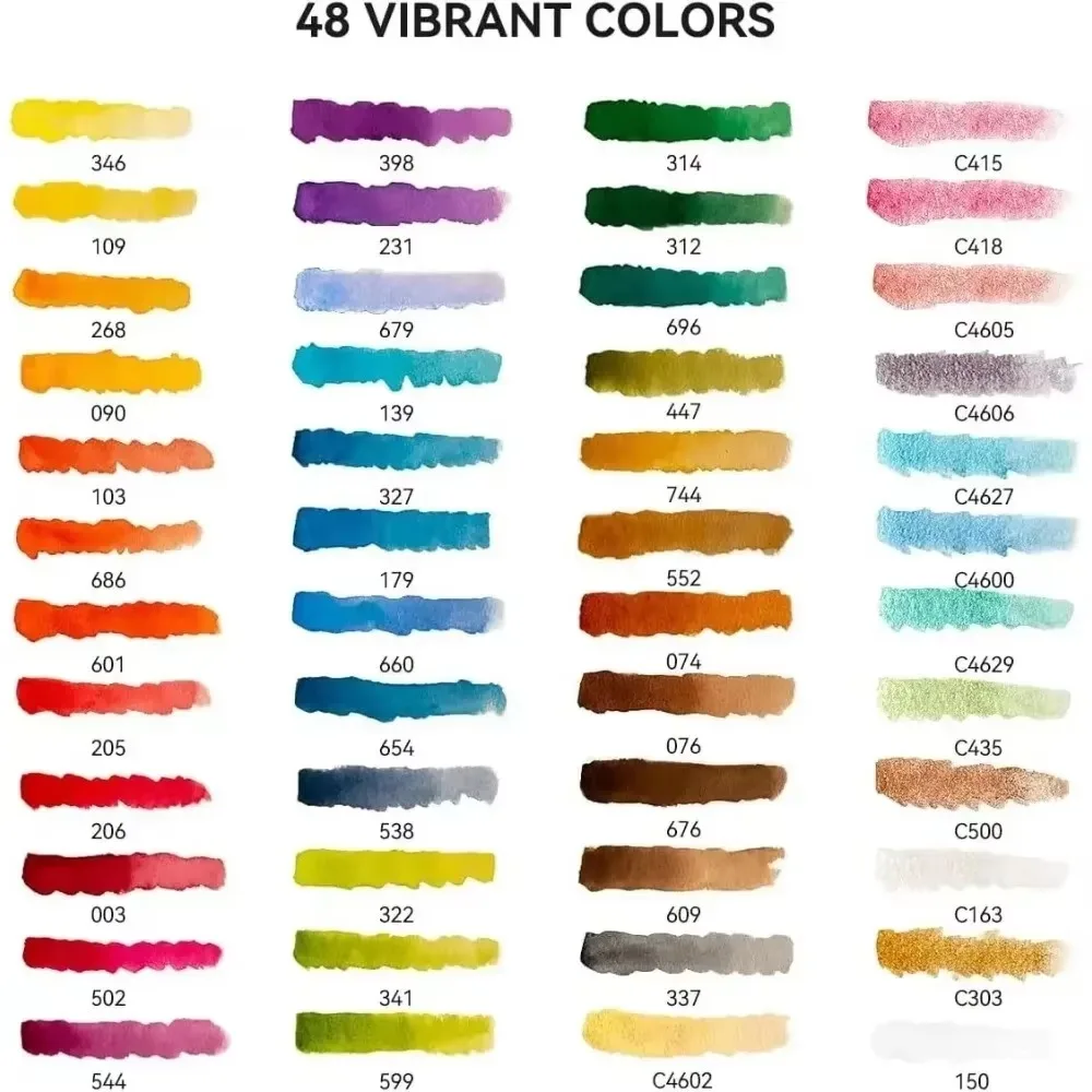MeiLiang Watercolor Paint Set 36 Standard Colors 12 Glittery Colors Exquisite Carrying Box with Metal Ring and Watercolo