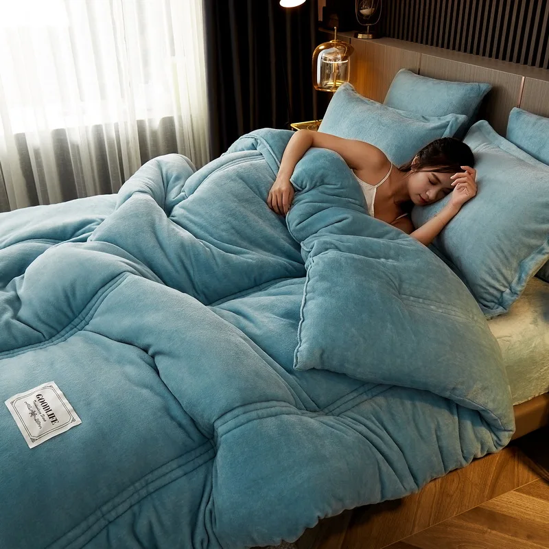 Super Soft Cashmere Wool Quilt Winter Thickened Comforter Warmth Cotton  Double-Sided Velvet Soft King Queen Full Size Blankets - AliExpress