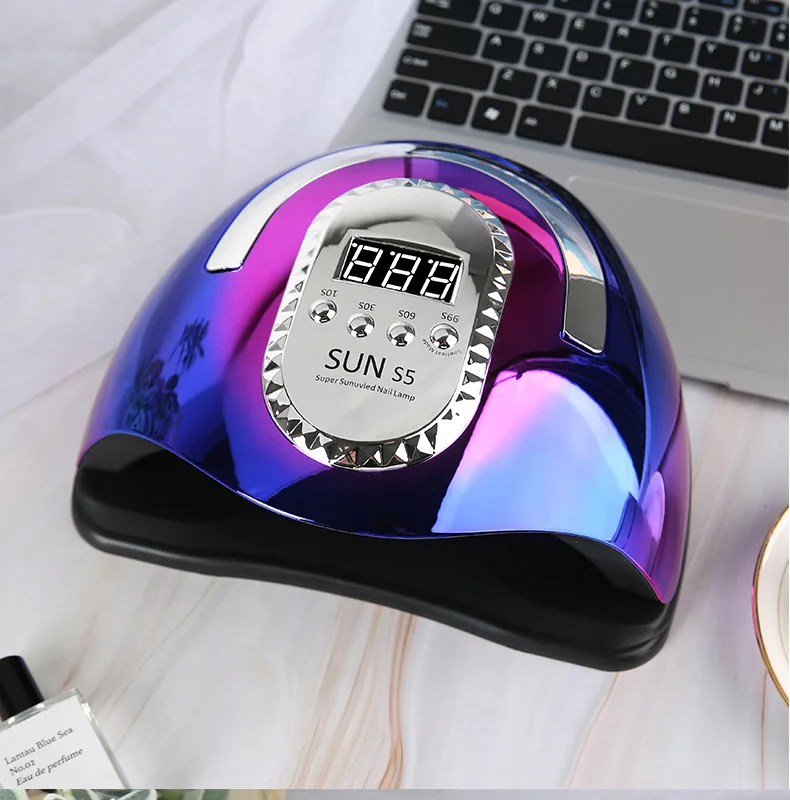 최대 UV LED 네일 램프, 매니큐어 젤 광택제 건조기, 대형 LCD 터치, 66LED 스마트 네일 드라이어, Sun S5 