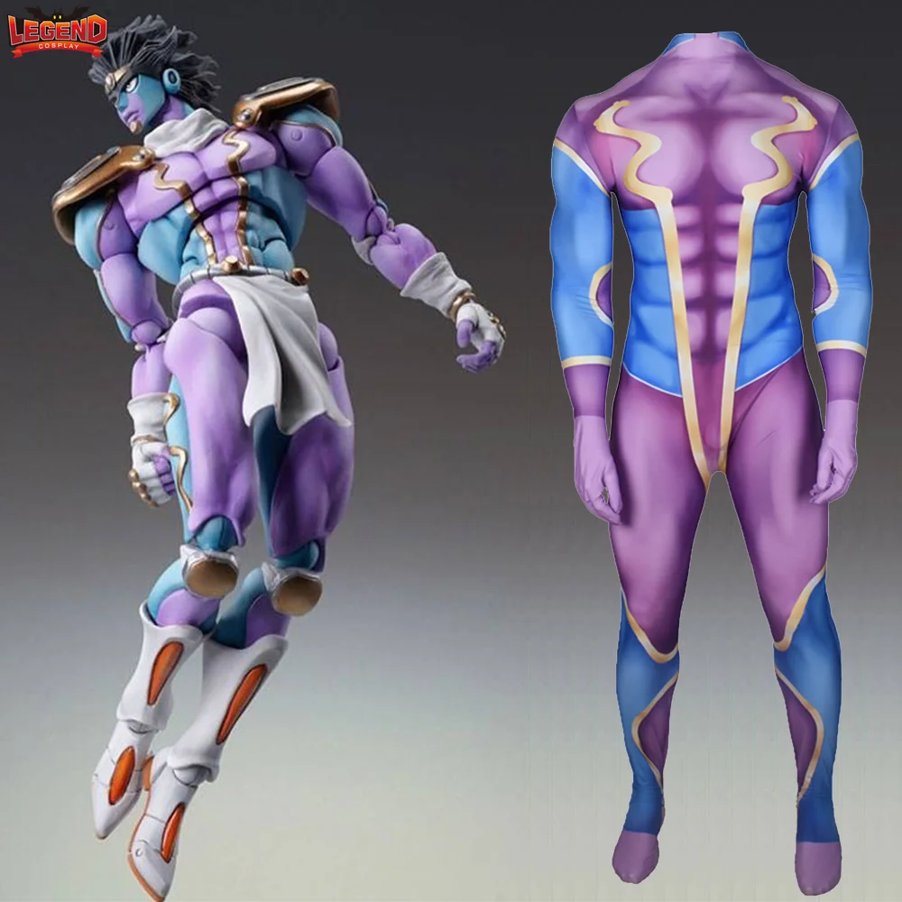 

Anime Jojo's Bizarre Adventure Star Platinum Cosplay Costume Blue Purple Jumpsuit Bodysuit Halloween Carnival Outfit Kid Adult