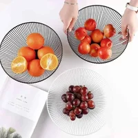 Household Tools Storage Basket Black Table Decor Metal Candy Dish Kitchen Fruit Bowl Food Baskets Iron Vegetable Home Holder 5