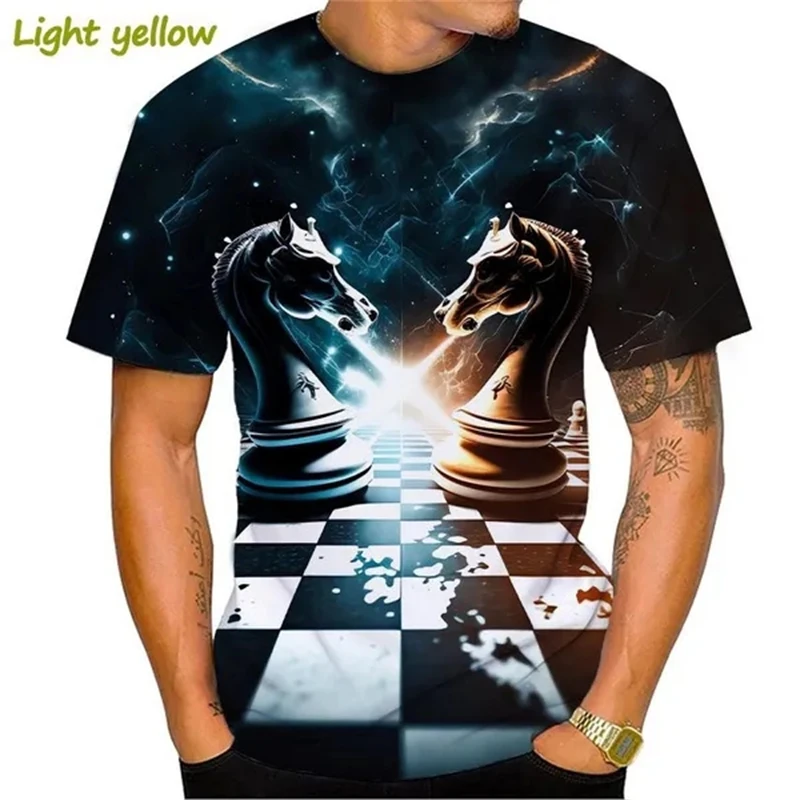 

Fun Chess Graphics T Shirt Men Women Kids Summer Casual Round Neck Tops Tees New 2023 Fashion Streetwear Loose Homme Tshirt Top