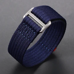 Durable Nylon Canvas Military Sports Watch Strap - Hook & Loop Closure - 22mm (Blue)