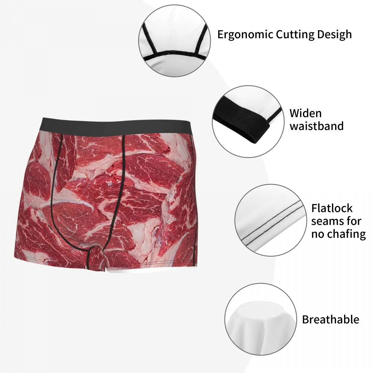 Meat Food Meme Underpants Homme Panties Man Underwear Sexy Shorts Boxer  Briefs