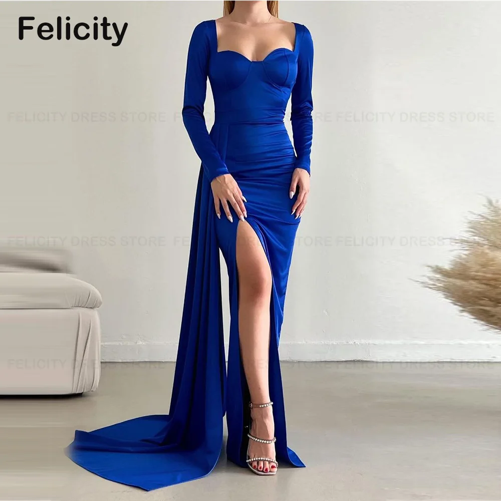 

Elegant Wedding Guest Party Dresses Sheath Front Split Pleated Mother of the Bride Dress Formal Evening Gown فستان حفلات الزفاف