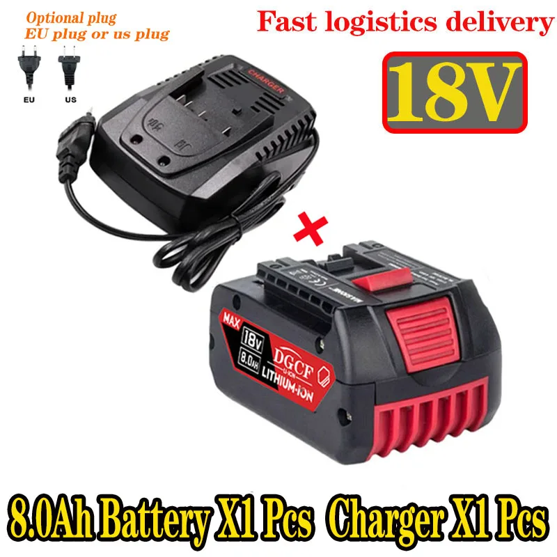 

BAT610G+AL1820CV for Bosch professional 18V 6.0AH Li-ion battery replacement with LED & for Bosch quick charger 14.4V-18V