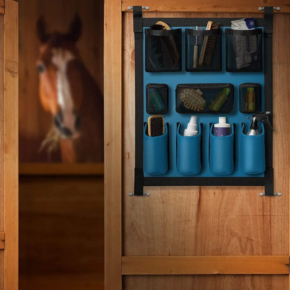 Horse Tack Storage Bag Horse Trailer Organizer Large Storage Hanging Bag (Blue)