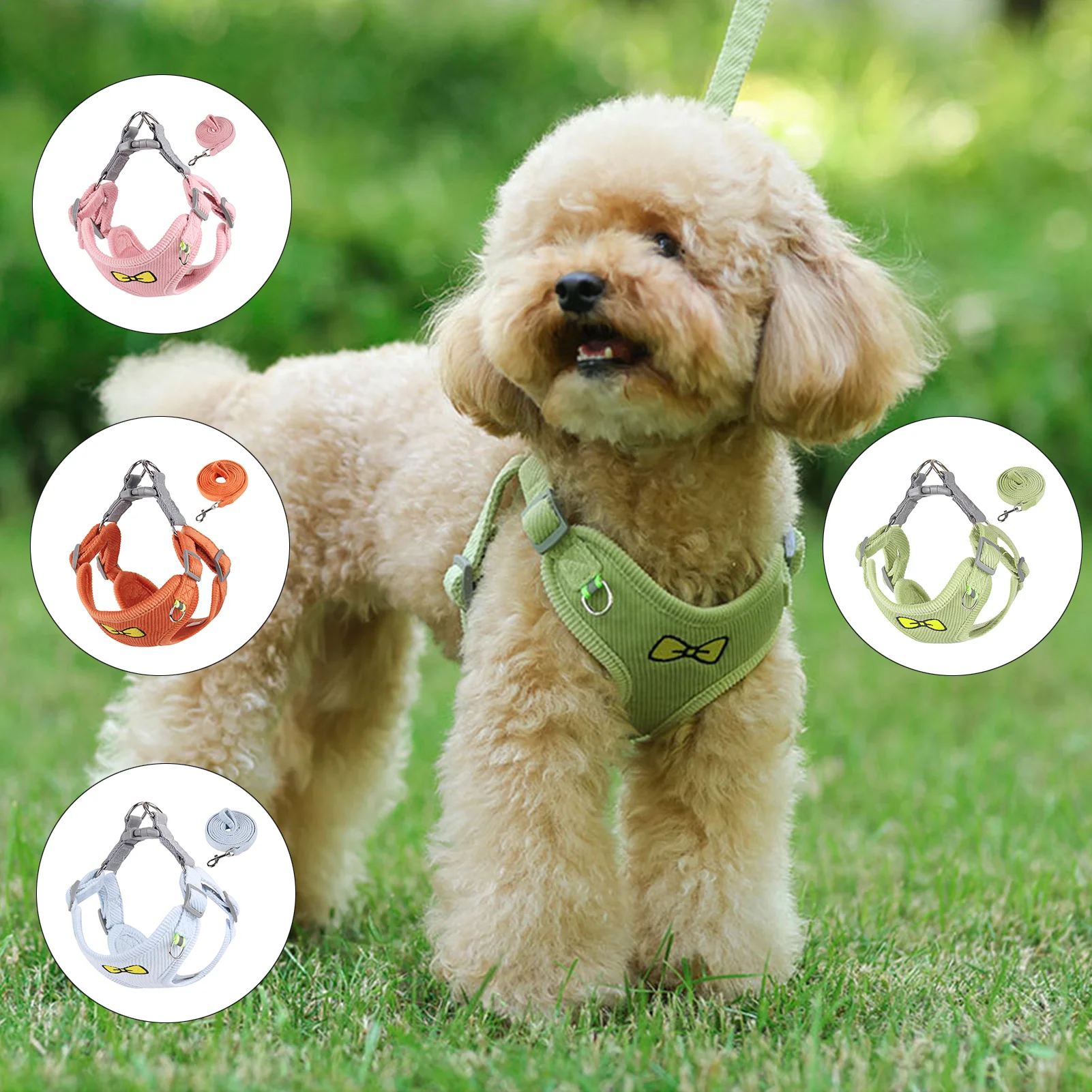 

Cute Dog Harness Leash Set 3D Corduroy Small Dogs Harness Comfortable Soft Puppy Vest Harnesses Pet Dog Accessoires Supplies