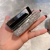 Luxury Rhinestone Decor Lipstick Box, Lipstick Protective Cover With Mirror, Single Carry 2