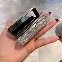 Luxury Rhinestone Decor Lipstick Box, Lipstick Protective Cover With Mirror, Single Carry 2